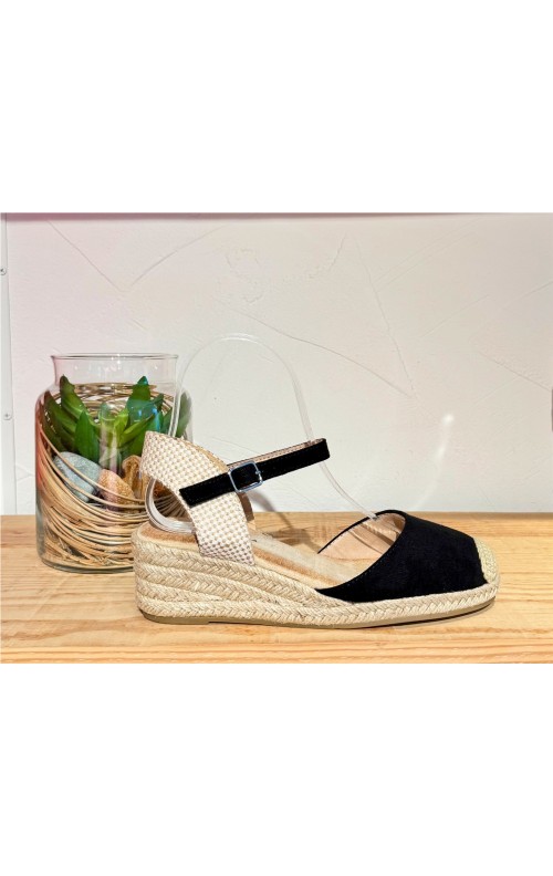 ALPARGATA CUÑA LISA NEGRO