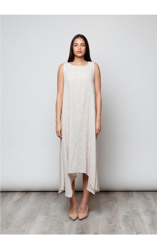 VESTIDO ASAS RAMITAS BEIGE