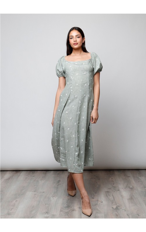 VESTIDO RAMITAS KAKI