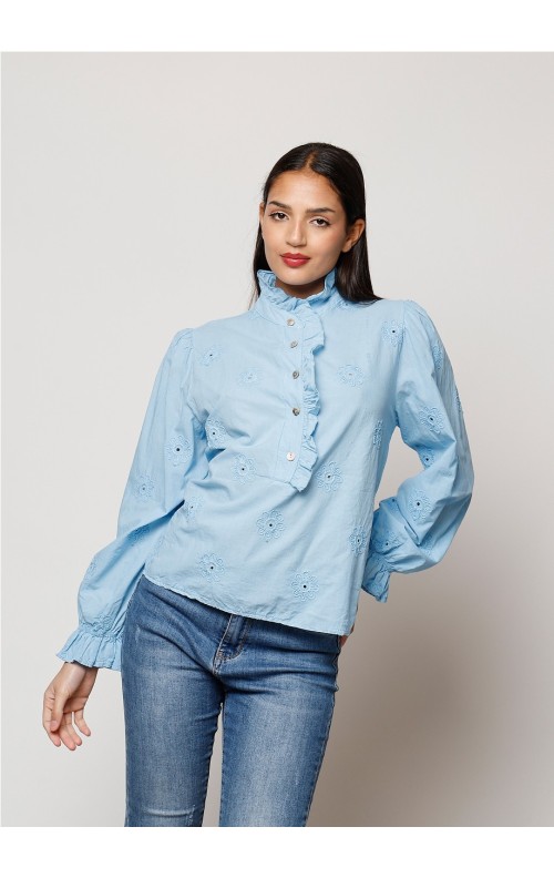 BLUSA FLORES CELESTE