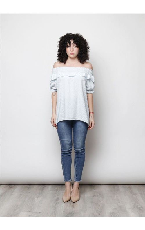 BLUSA MINI VICHY CELESTE