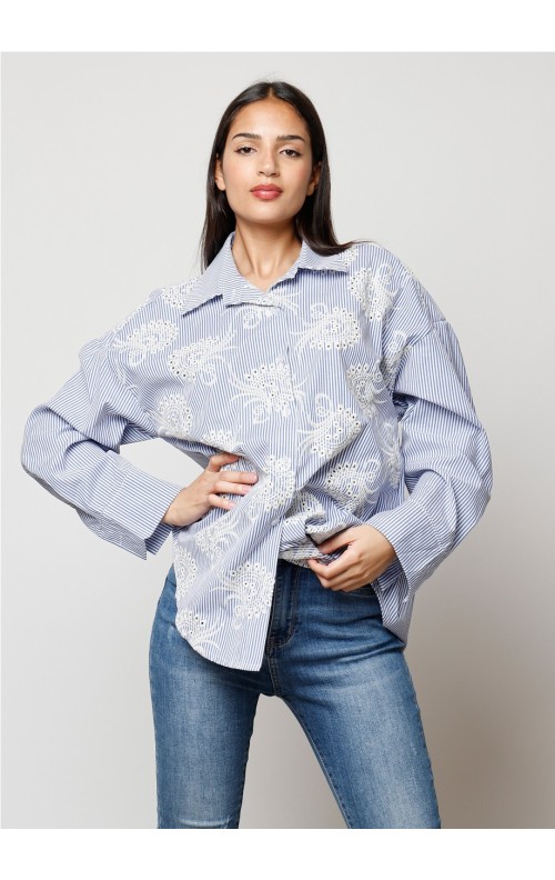 CAMISA BORDADOS AZUL