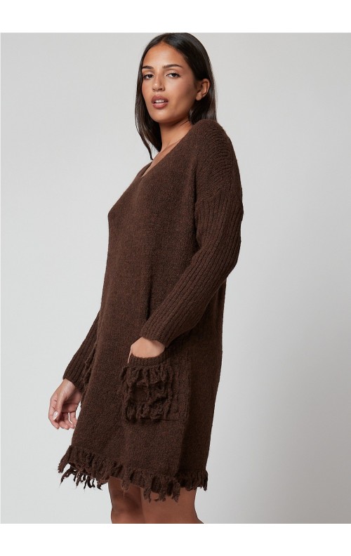 VESTIDO FLECOS MARRON 2