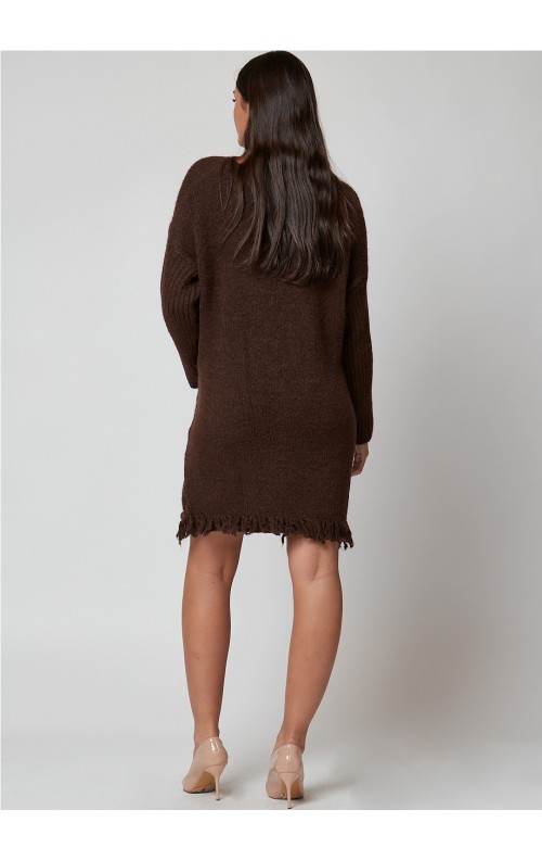 VESTIDO FLECOS MARRON
