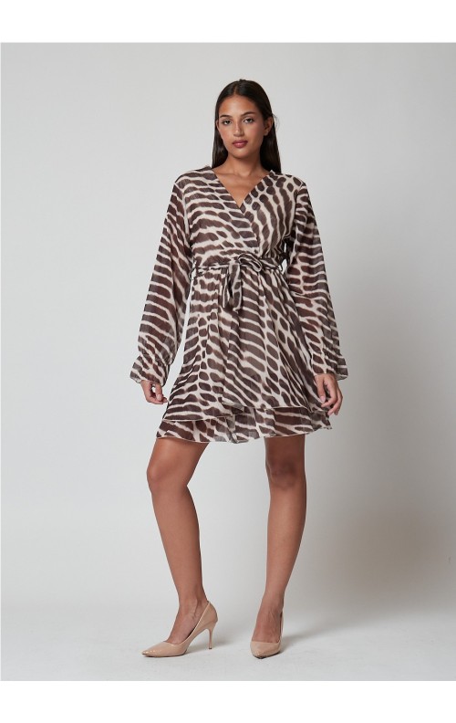 VESTIDO KENIA CORTO MARRON