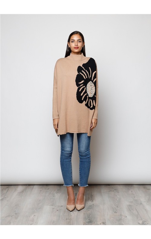 MAXI JERSEY FLOR CAMEL