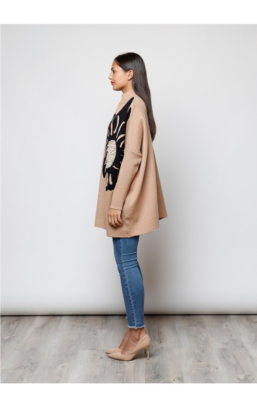 MAXI JERSEY FLOR CAMEL