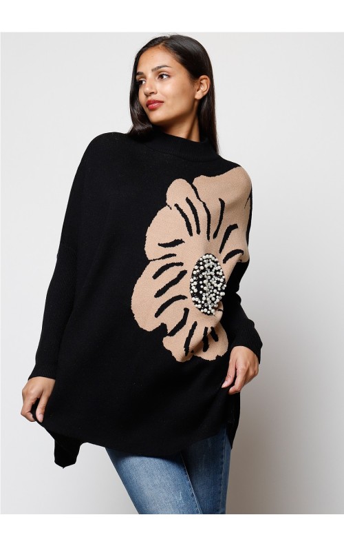 MAXI JERSEY FLOR NEGRO