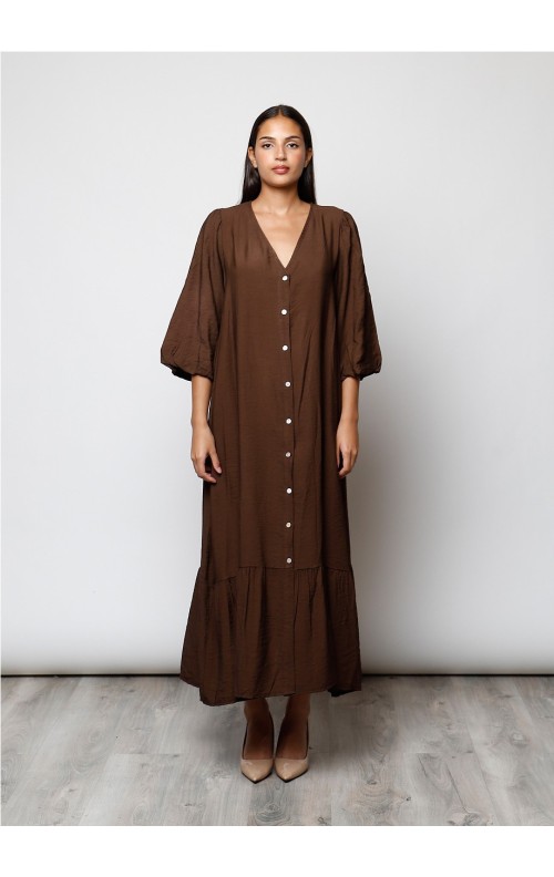 VESTIDO LISO MARRON