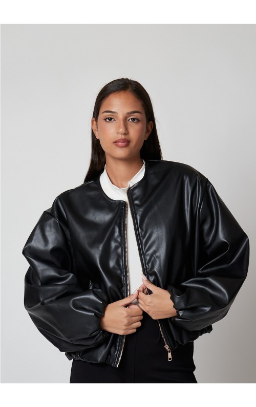 BOMBER ECOPIEL NEGRO