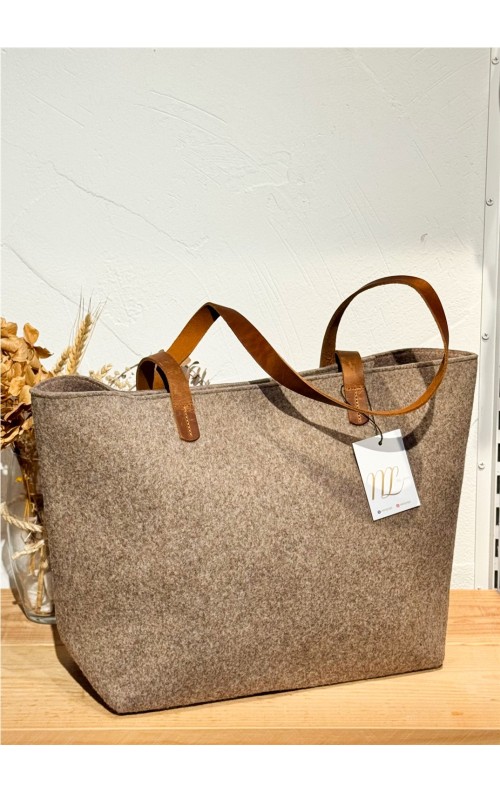 SHOPPER FIELTRO Y PIEL CAMEL