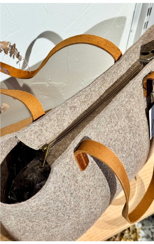 SHOPPER FIELTRO Y PIEL CAMEL