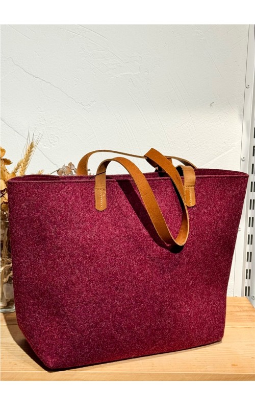 SHOPPER FIELTRO Y PIEL GRANATE
