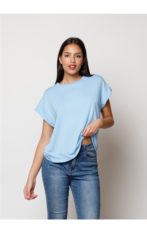 CAMISETA LISA CELESTE