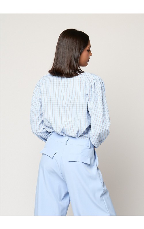 CAMISA CUADROS CELESTE