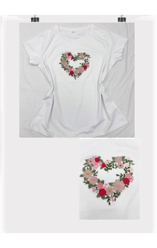 CAMISETA CORAZON FLORES BLANCO