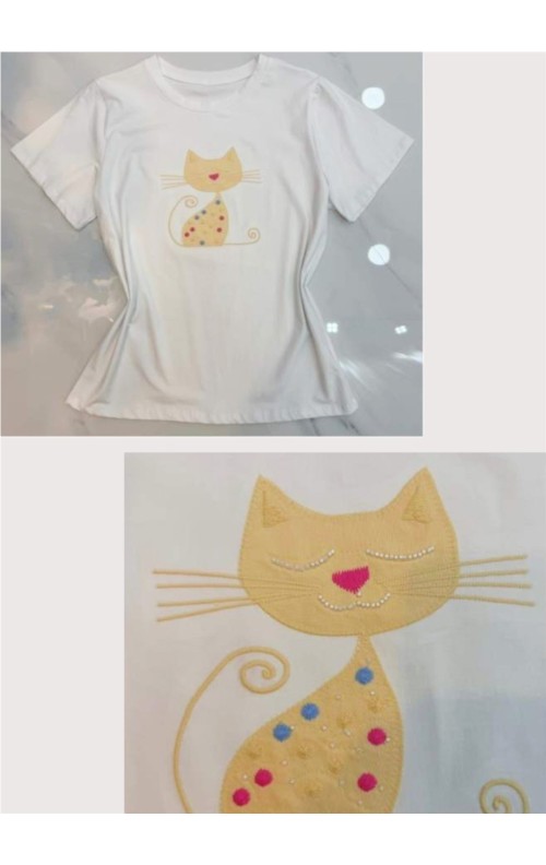 CAMISETA GATO BLANCO