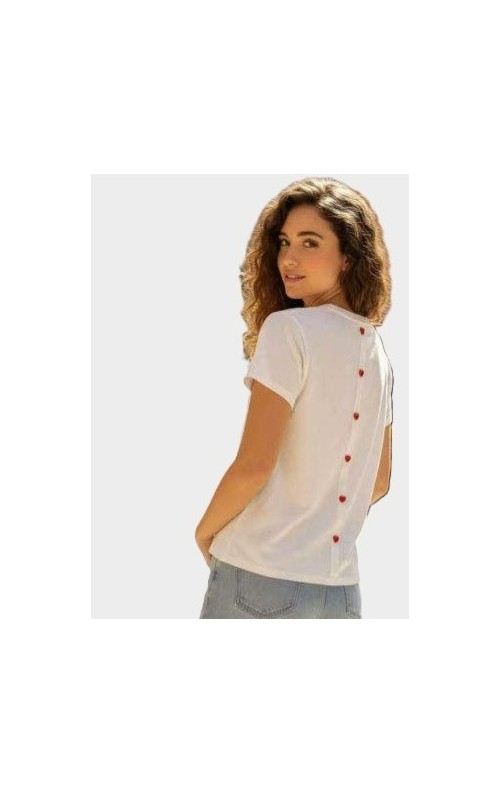 CAMISETA 3 CORAZONES BLANCO ROJO