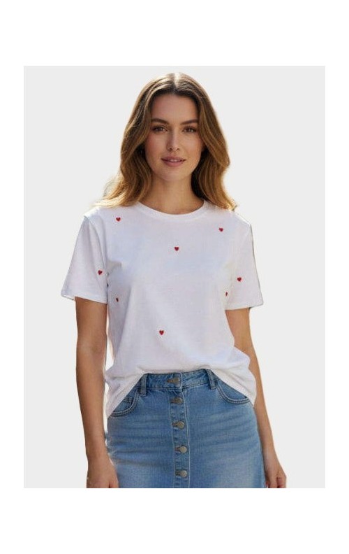 CAMISETA MULTI CORAZONES BLANCO