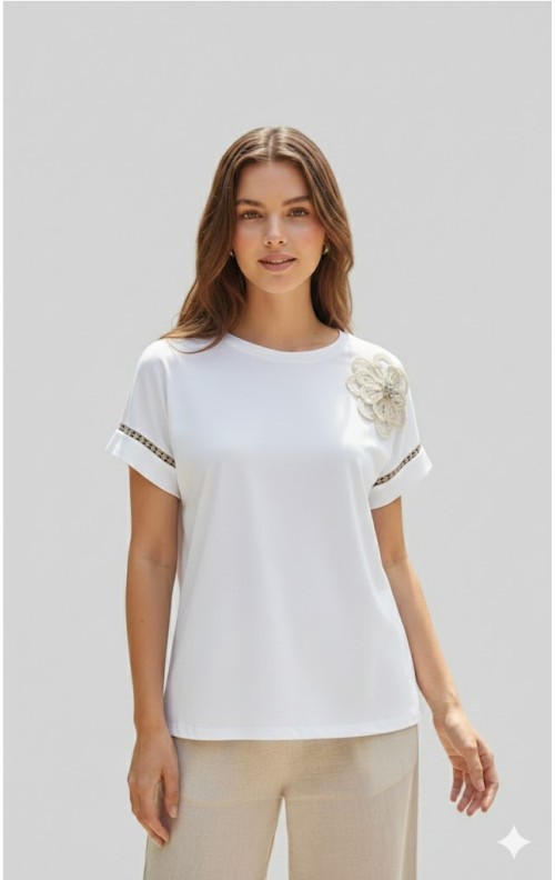 CAMISETA MAXI FLOR BLANCO