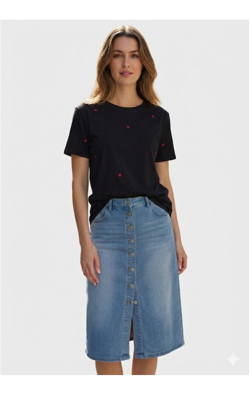 CAMISETA MULTI CORAZONES NEGRO