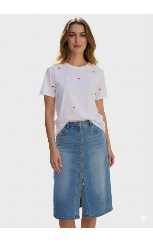 CAMISETA MULTI CORAZONES BLANCO