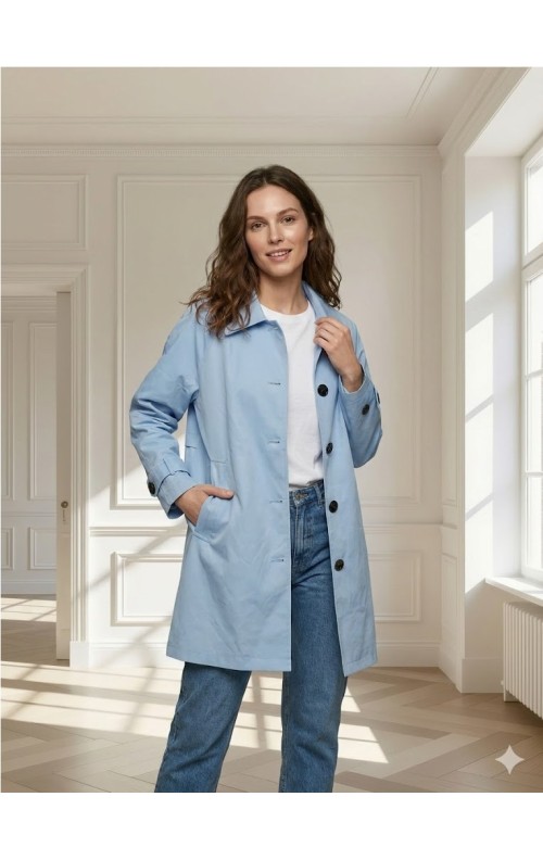 TRENCH LISO CELESTE