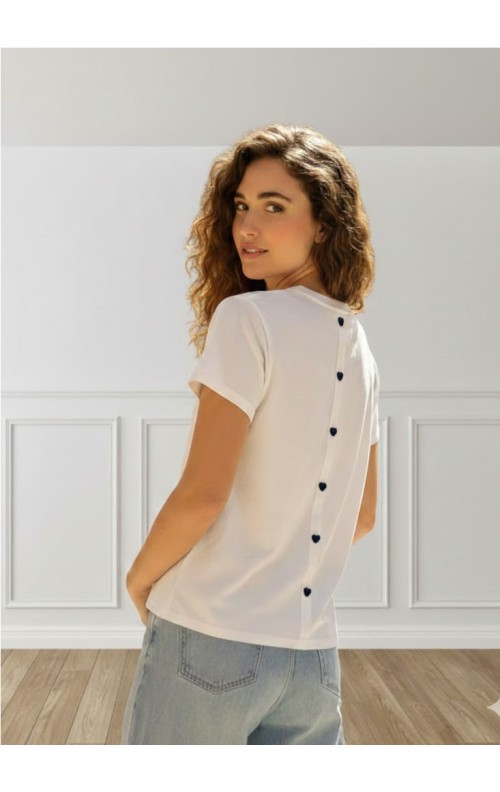 CAMISETA 3 CORAZONES BLANCO MARINO