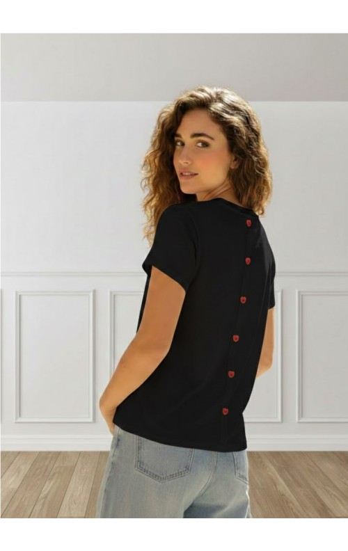 CAMISETA 3 CORAZONES NEGRO 2