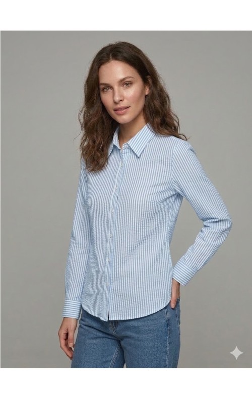 CAMISA RAYAS AZUL AGUA