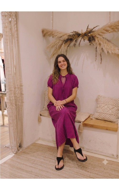VESTIDO CUADROS FUXIA