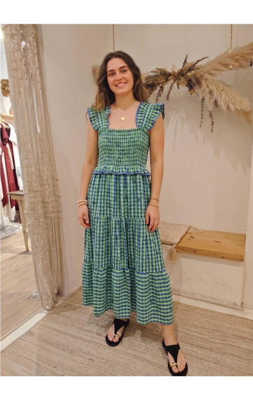 VESTIDO VOLANTES FLUOR VERDE