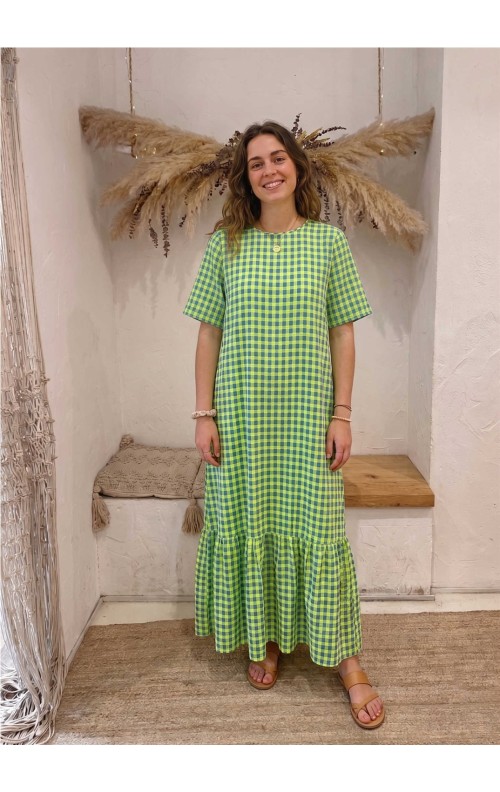VESTIDO MANGA FLUOR LIMA AZUL