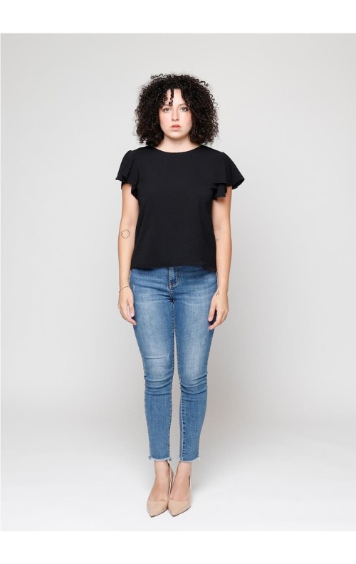 BLUSA VOLANTES NEGRO