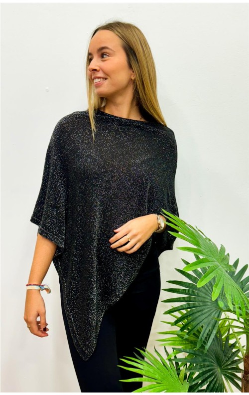 PONCHO BRILLO NEGRO                                             